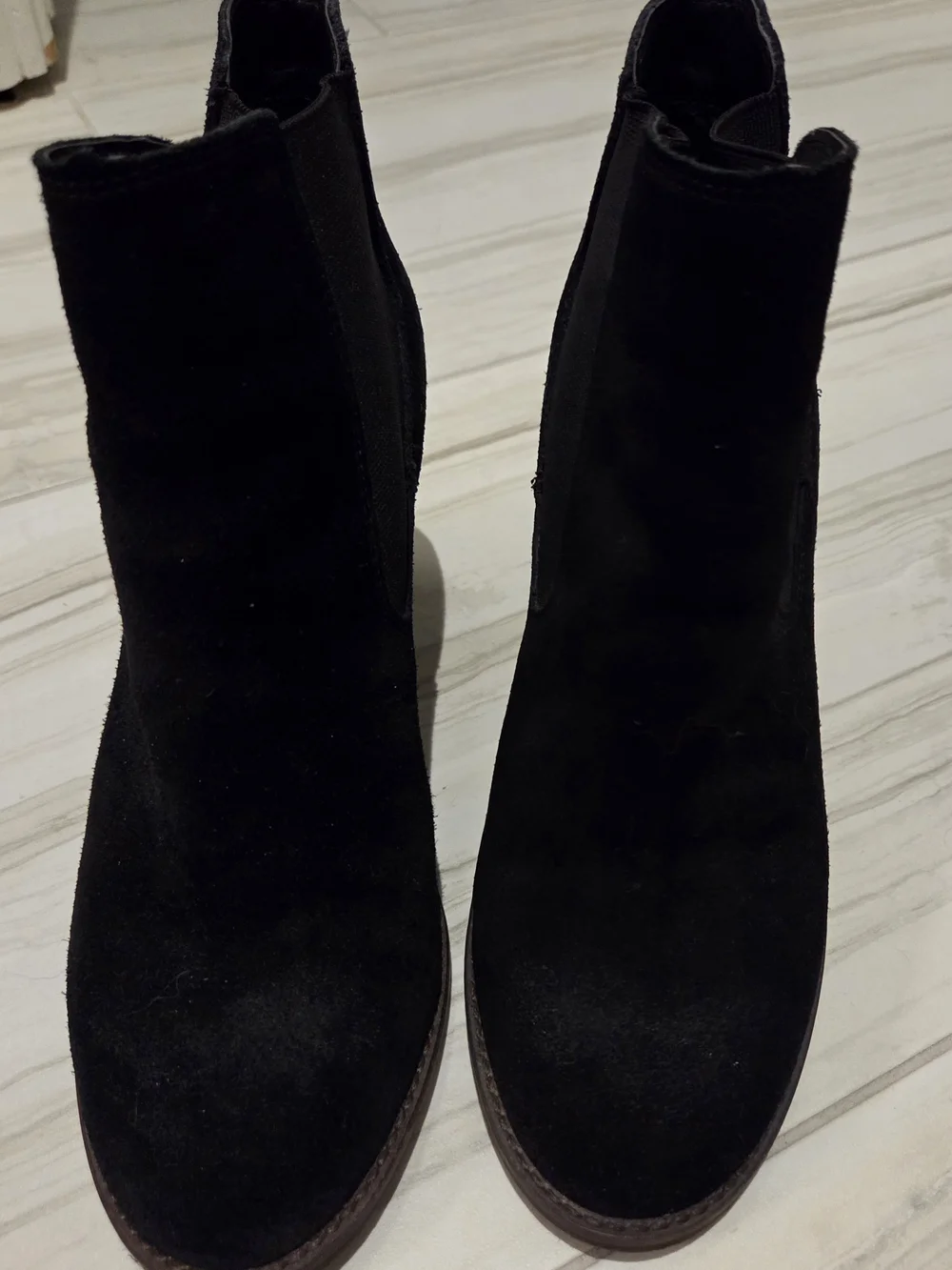 Lucky Brand Black Suede Wedge Ankle Booties